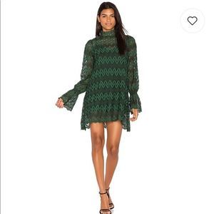Free People Forest Green Lace Mini Dress